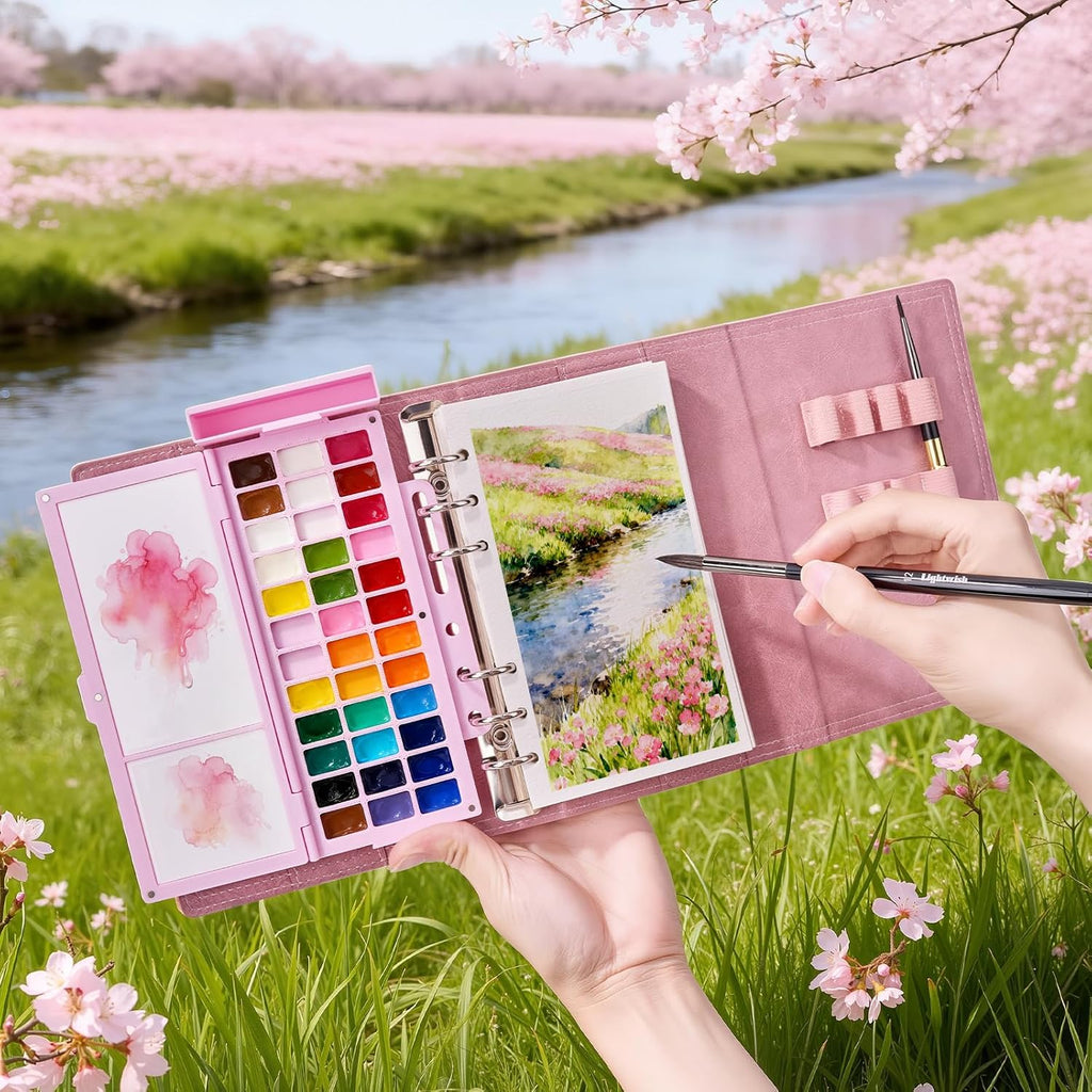 Lightwish Travel Watercolor Sketchbook Set - 100% Cotton Cold Press 6.