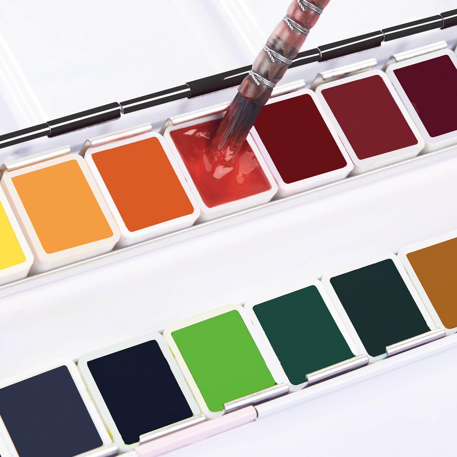 Paul Rubens Kit de peinture aquarelle professionnelle, 24 couleurs vives dans une boîte en fer blanc portable (noir et or)