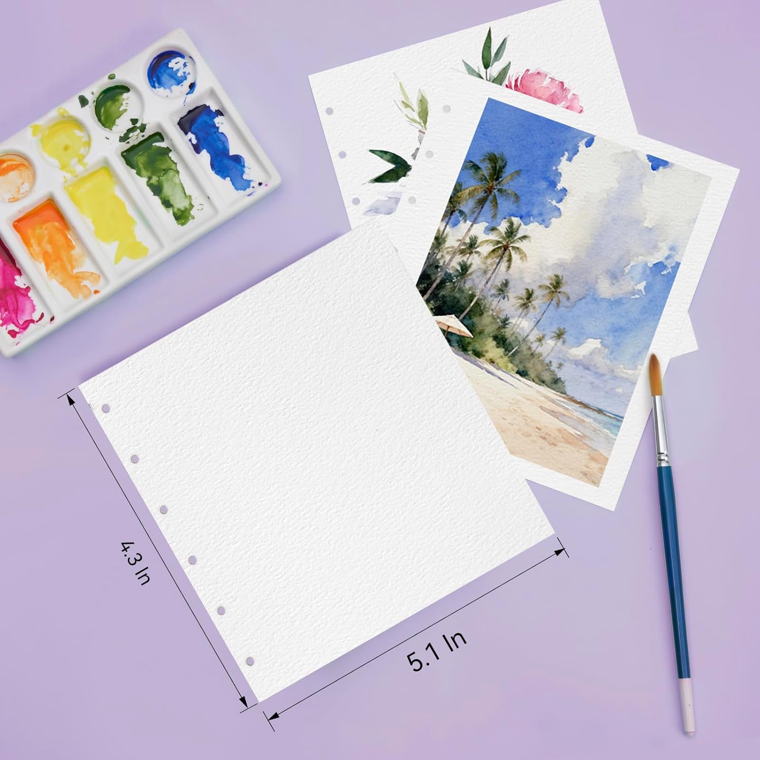 Watercolor Paper Refill-5.1 x 4.3 in, 2-Pack – 100% Cotton 140LB (300GSM) Acid-Free Cold Press Paper, 20 Sheets per Pad (40 Pages Total), for Painting, Sketching & Mixed Media