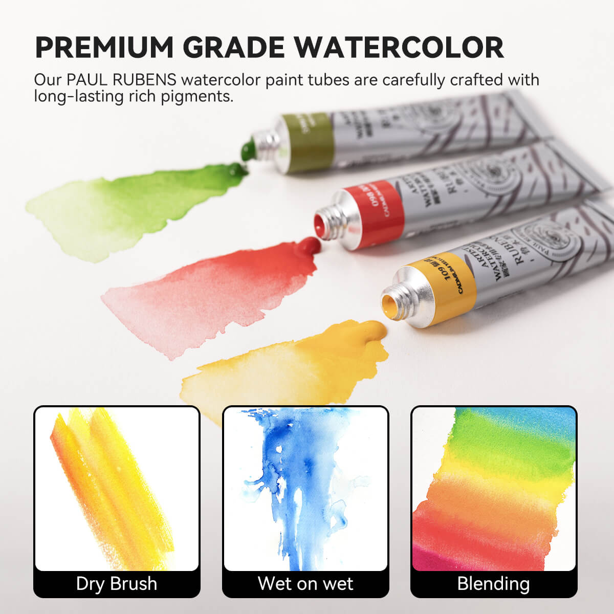 Paul Rubens QIAOMEI Ensemble de peinture aquarelle 24 couleurs vives tubes de 12 ml