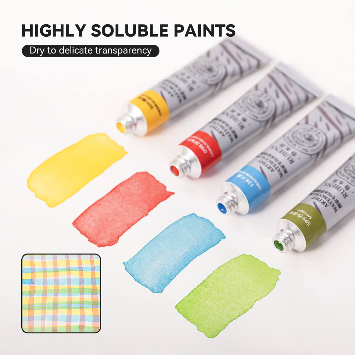 Paul Rubens QIAOMEI Ensemble de peinture aquarelle 24 couleurs vives tubes de 12 ml