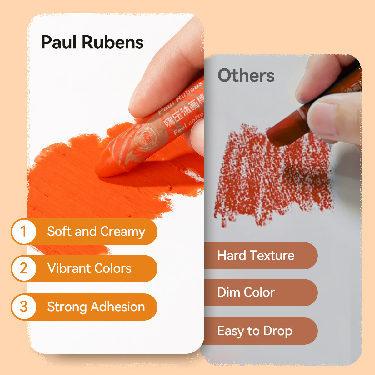 Paul Rubens oil pastels are softer and more delicate than other oil pastels, with more vibrant colors and better adhesion.