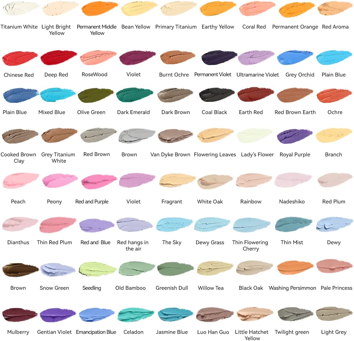 Color chart displaying various shades of paint for easy selection