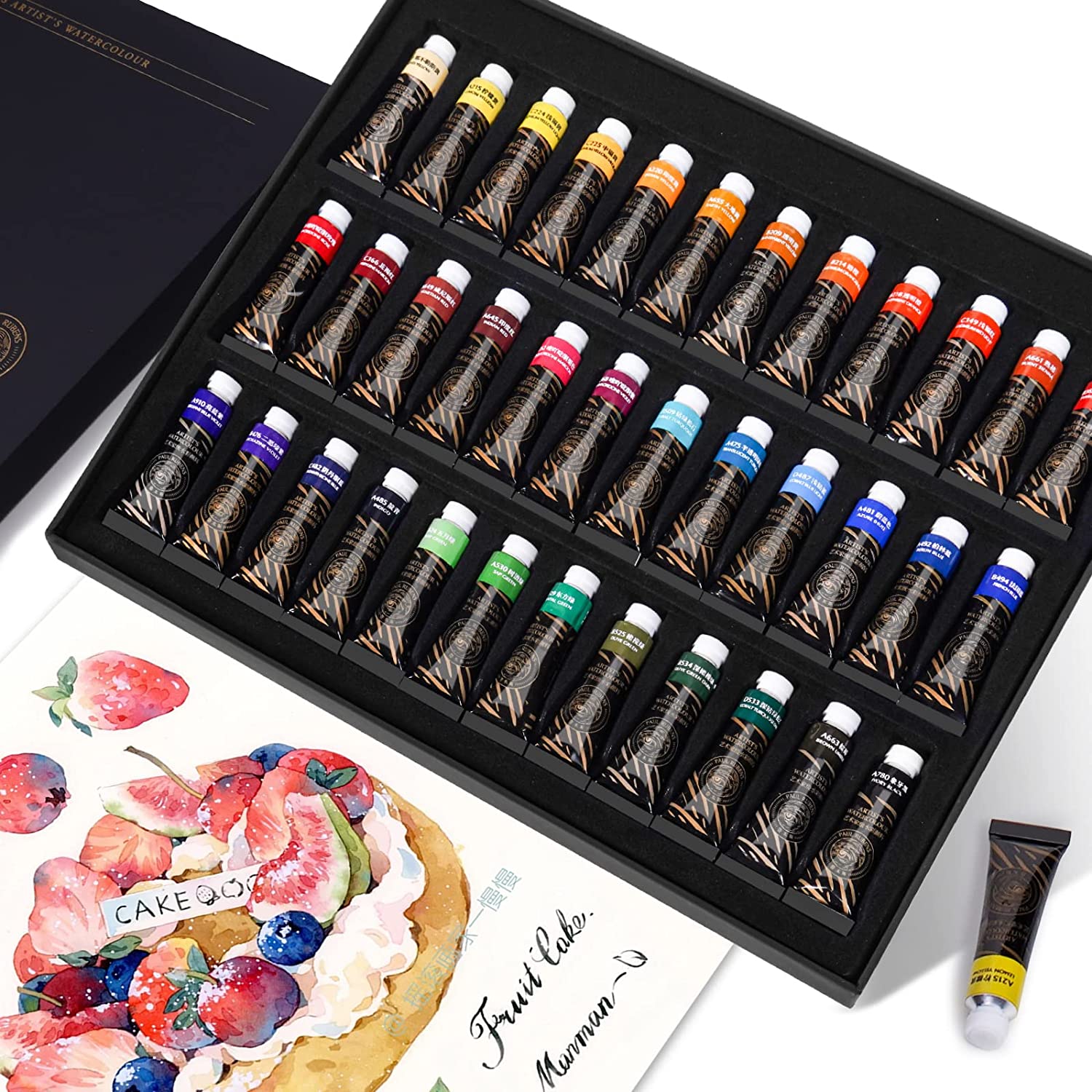 Ensemble de peinture aquarelle d'artiste Paul Rubens, couleurs vives 36*5 ml 